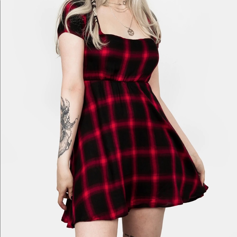 Disturbia pennyroyal plaid goth punk dress
